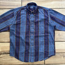 Pendleton Plaid Shirt Button Up Blue Plaid 100 Cotton Men's Size L