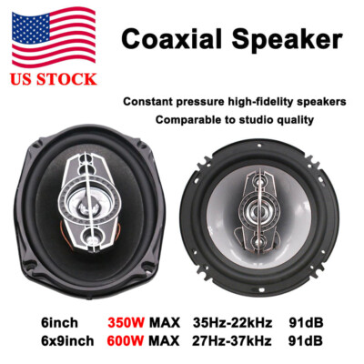 1Pair 6''/6x9'' Car Speakers 350/600W MAX 4Ohm 91dB Coaxial Car Audio Speakers