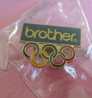 Brother (Typewriter Logo) over Olympic Rings) Olympic Sponsor Pin New ...