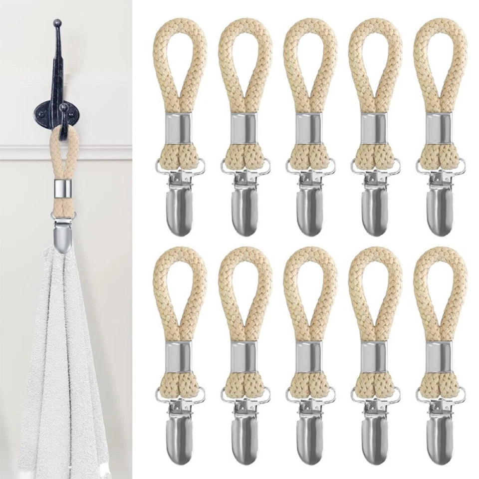 10 Stück Handtuch Clips zum Aufhängen, Handtuchclips mit Schlaufen - Bild 2 von 4