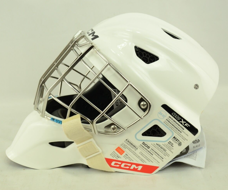 CCM Axis XF Certified Straigt Bar Senior Goalie Mask Size SM White