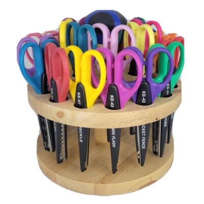 希少 未使用 Kraft Edgers 24本セット 回転式ウッドスタンド付き Cutting Edge 24 Kraft Edgers with rotating Hardwood Stand Scissors