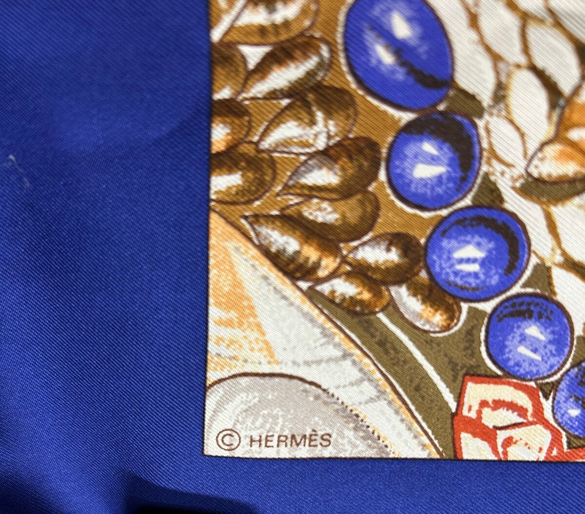 Hermès Royal Blue & White Seashell Square Scarf | eBay