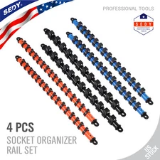 6PC ABS Socket Organizer 360° Swivel Rail Rack Holder 1/4" 3/8" 1/2" Industrial