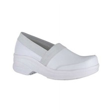 Easy Works by Easy Street Attend Women's Slip Resistant Work Clogs White Leather