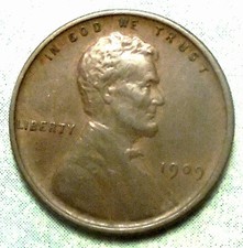 1909 Wheat Cent AU  NEAR MINT STATE Brown Uncirculated 1st Year Lincoln Penny 