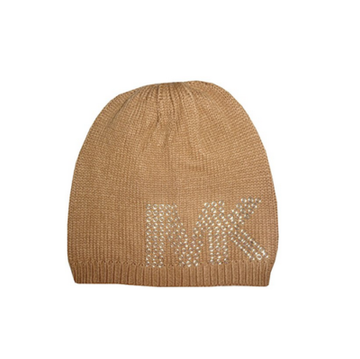 NEW Michael Kors MK Studded Logo Skull Cap/Beanie-Camel 