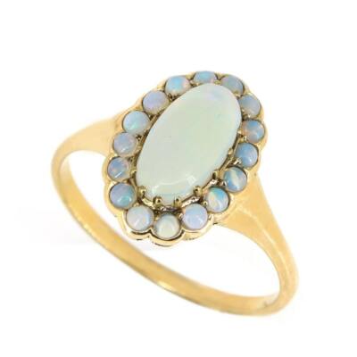 Opal Gemstone Ring 9k Yellow Gold Ring Women's Bridal Wedding Jewelry
