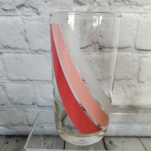 4 Libbey Wavy Banner Flag Tumblers Set Vintage Green Orange Pink Glasses - Picture 4 of 15