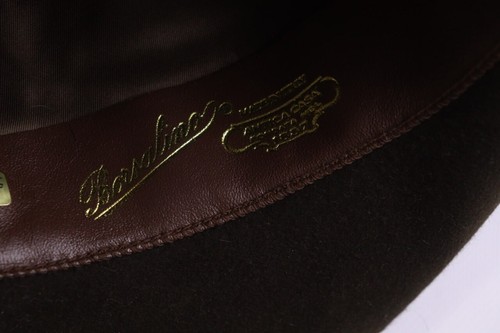 BORSALINO Fedora Hat Brown Solid Wool Casual Logo Feltro Rasato Size 7 1/4 - Picture 12 of 16