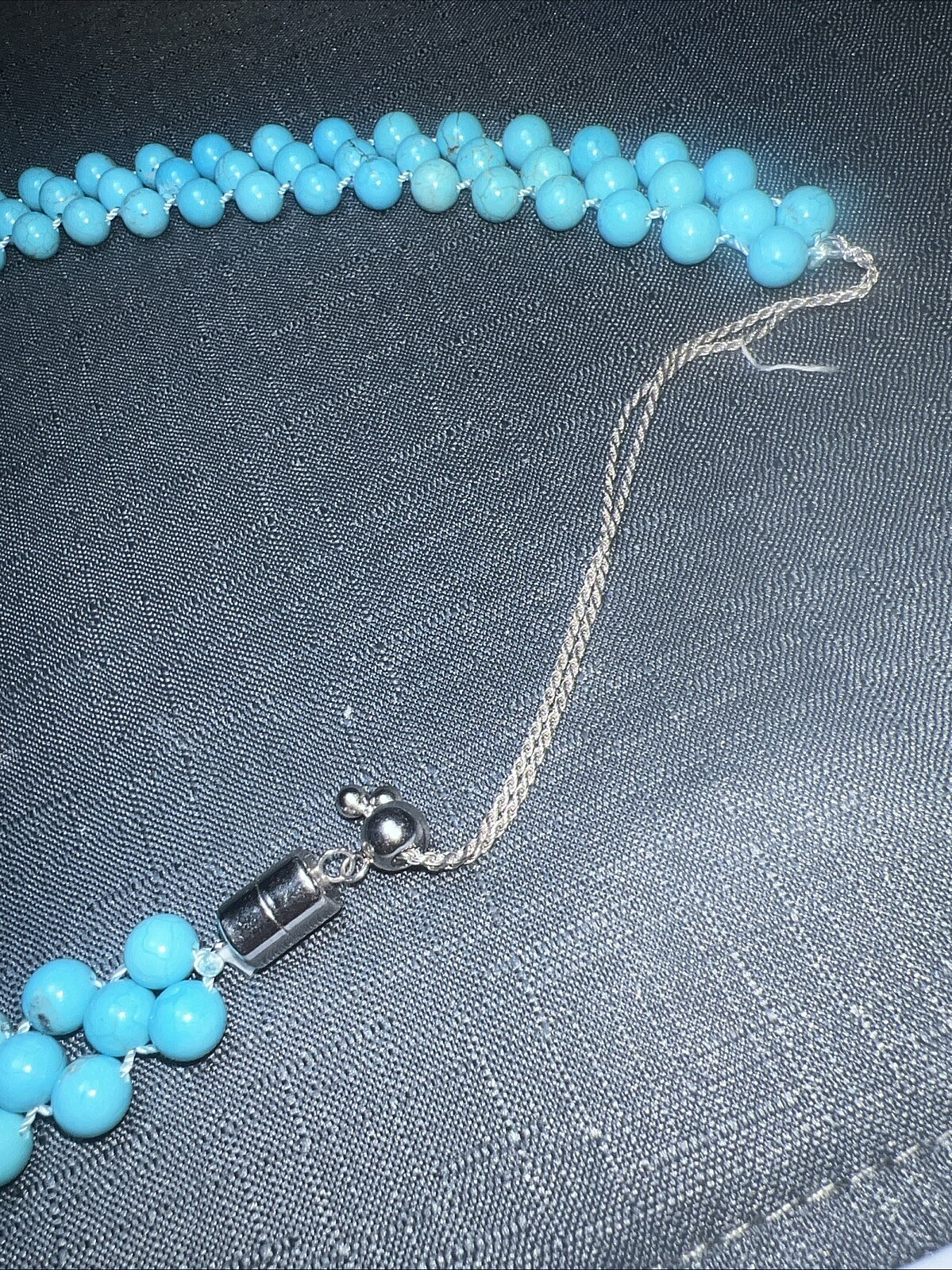 Turquoise Bead Necklace Pull String  Gemstone - image 2
