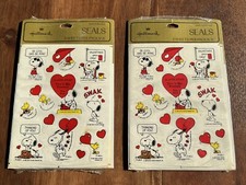 Hallmark Snoopy Woodstock Vintage Seals Stickers Valentine s Day Love 2 Packages