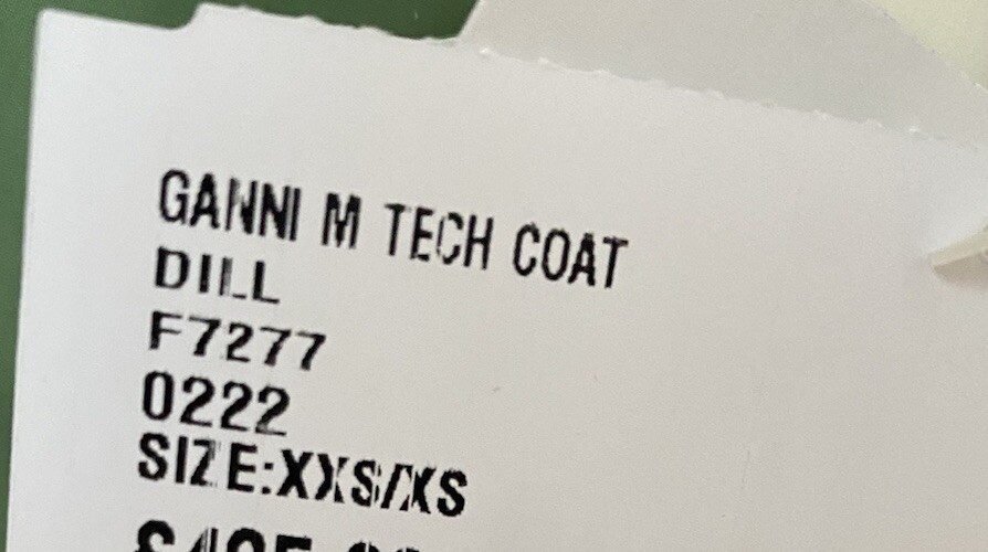 Designer Ganni Tech Down Coat Dill XXS/XS Harrods New. image 3