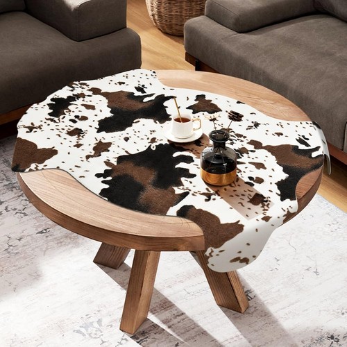 Elegant Cow Print Rug - Handmade Faux Cowhide for Living Room 3.6x2.5FT - Picture 7 of 10