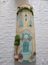 Tegola grande artigianale decorata a mano dimensioni bxh 45 x 18 cm