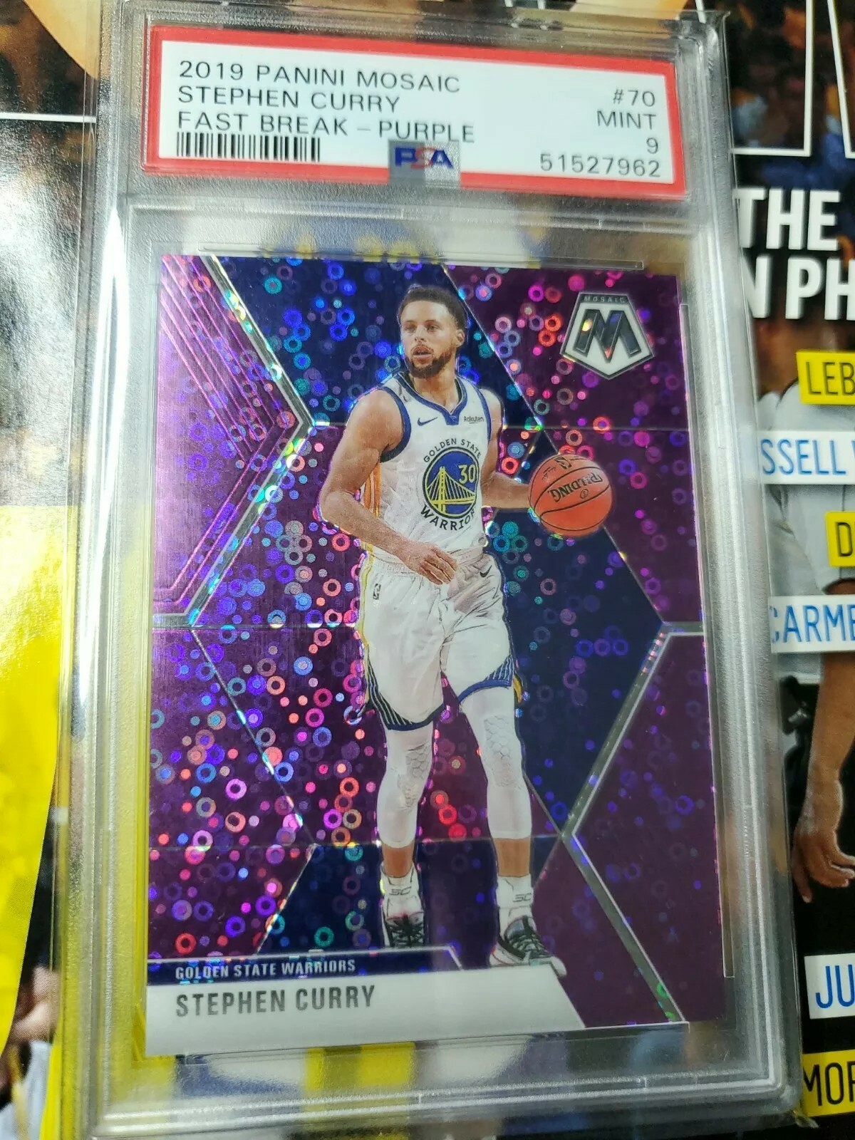 2019-20 Mosaic Stephen Curry Fast Break Purple Prizm #24/50 #70 PSA 9 SSP MVP 🔥