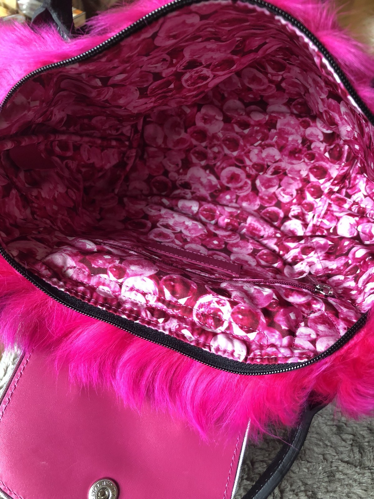 Auth. Longchamp Furry Kitty Handbag Size S (Limited! Hot Pink) Made in France image 9