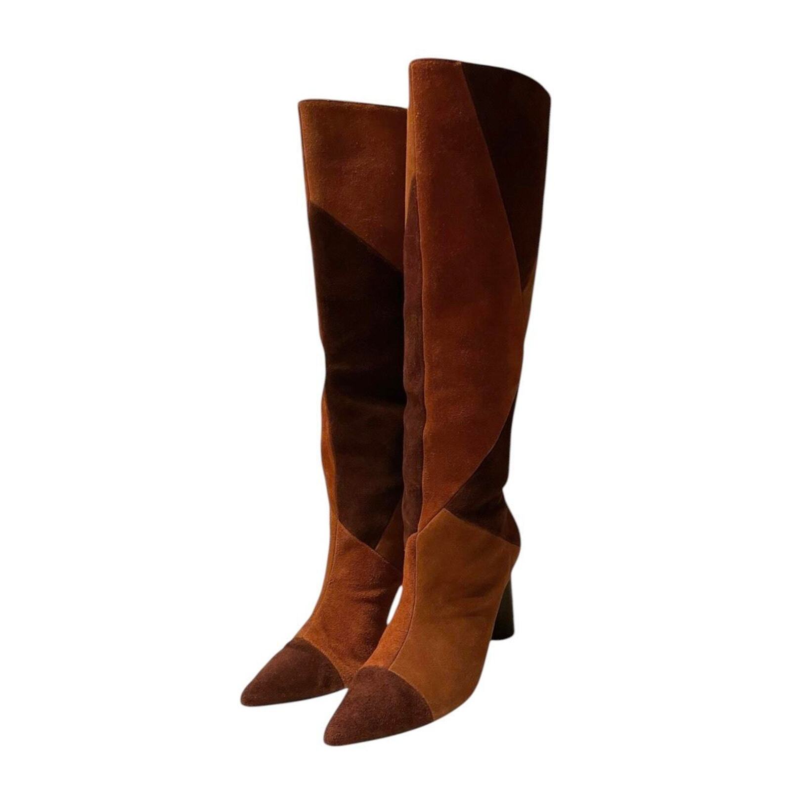 Ulla Johnson Jerri cowhide suede patchwork  knee … - image 1