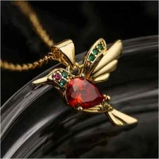 Unique Little Bohemian Style Hummingbird Necklace Faux Diamond Jewelry Gift