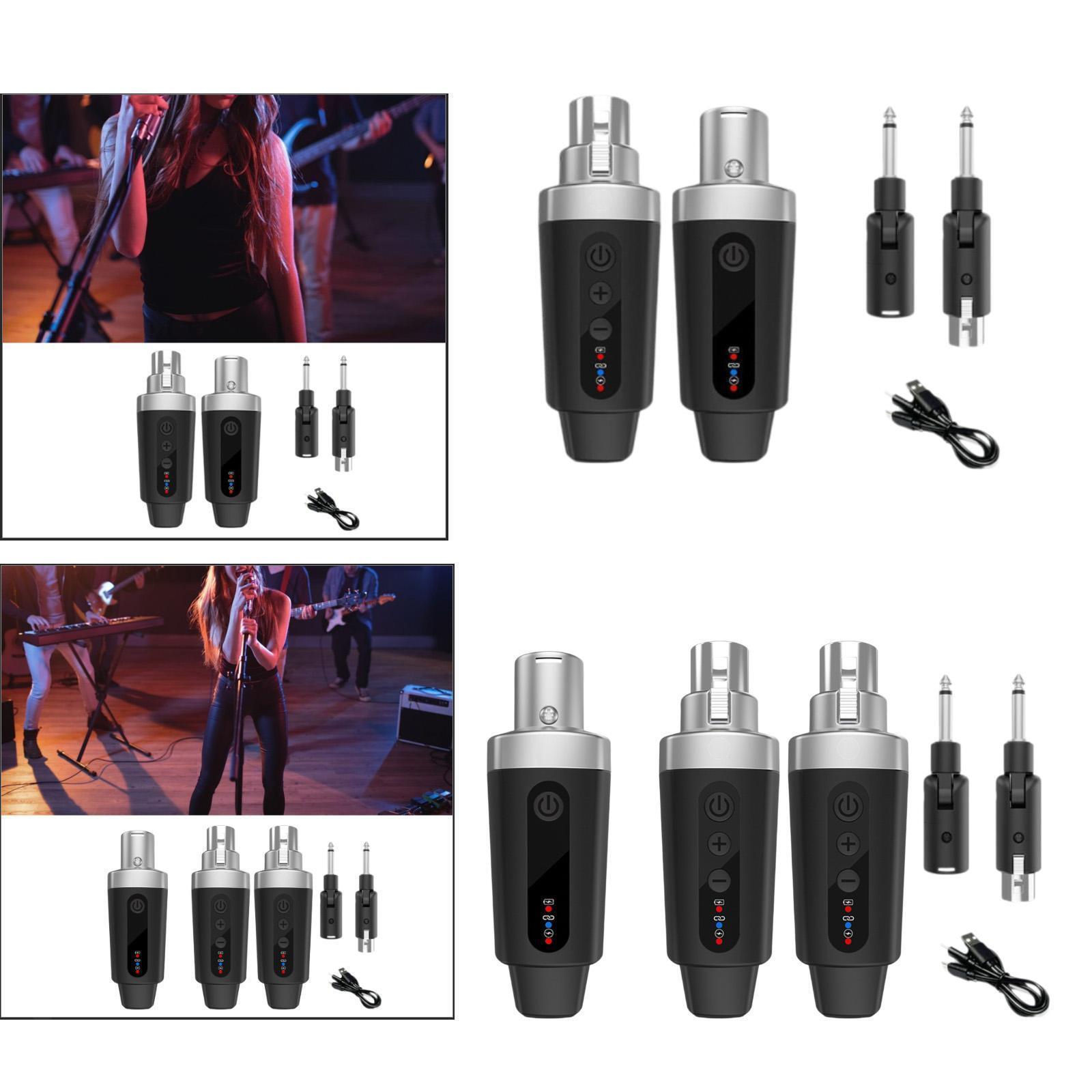 Wireless Microphone System Transmitter Receiver for Mixer Dynamic Mic and Guitar-image
