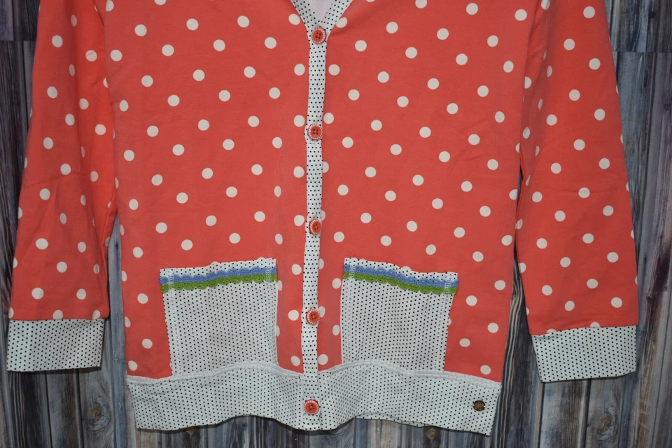 Cardigã Matilda Jane 435 Hang Time coral bolinhas terry francês meninas tamanho 14 em excelente estado usado - Imagem 3 de 4