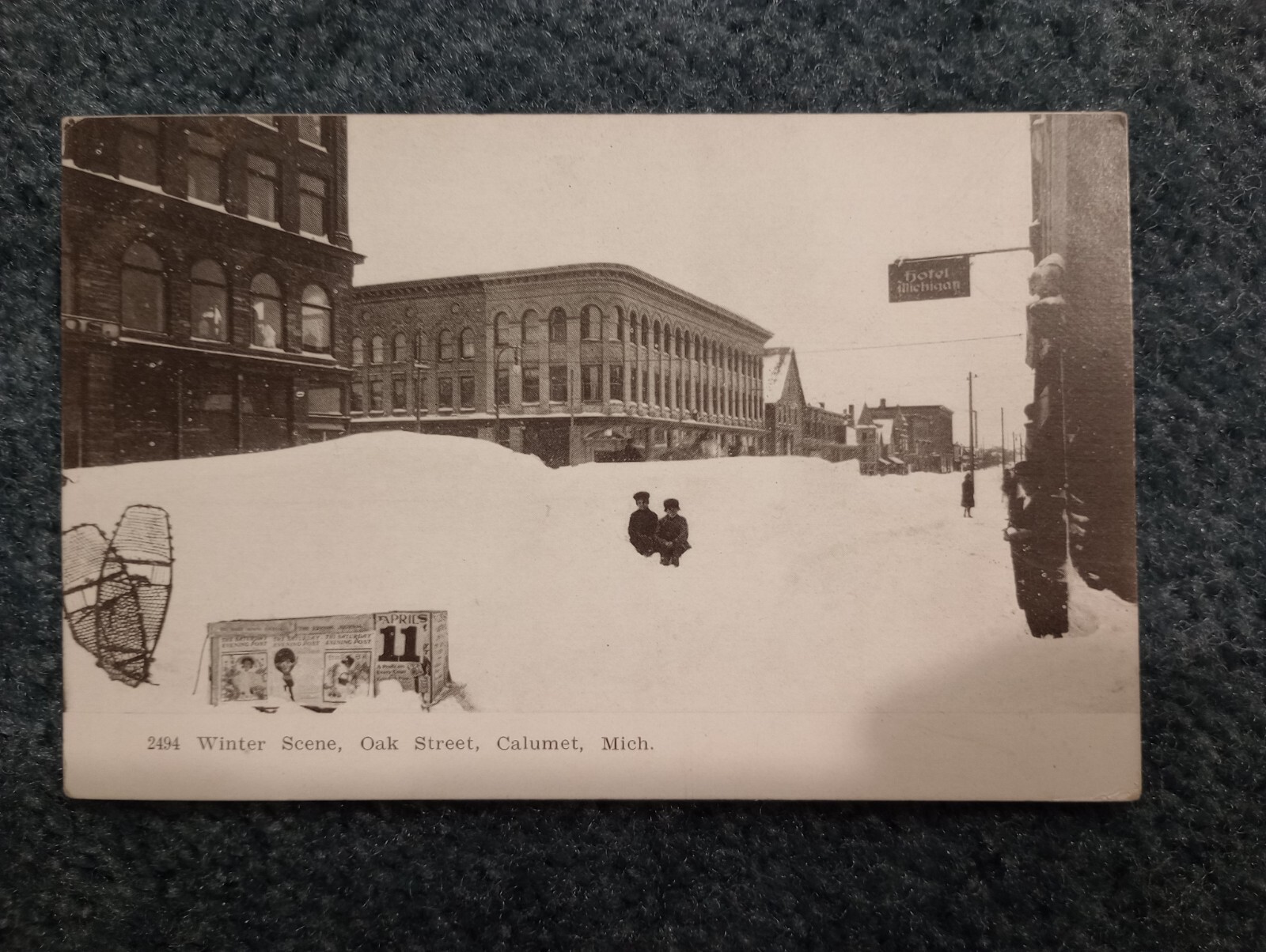 Calumet Michigan Post Card Oak Street Snow Scene Keweenaw Copper Country eBay