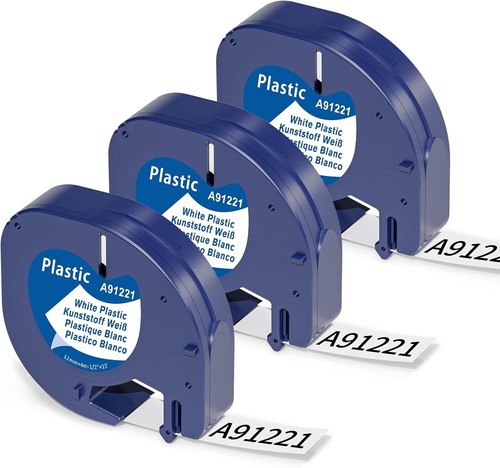 91221 Ruban pour Dymo Letra Tag Band LT-100T LT-100H XR XM Blanc 12mm 1/2" - Photo 15/20