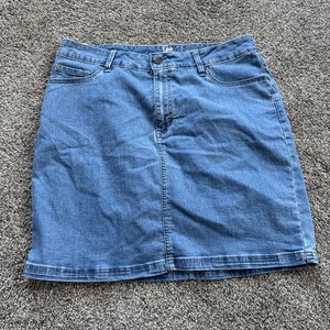Lee Riders Mid rise Stretch Light-medium Wash Denim Skirt With Shorts 14 M