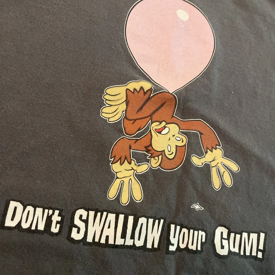 Vintage Early 2000’s Don't Swallow Your Gum Monkey Tee Grey Y2k Skateboard Surf - Image 2 of 4