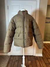 VGT Y2K Timberland Mens Reversible Puffer Coat Khaki Plaid Size XXL 90s READ