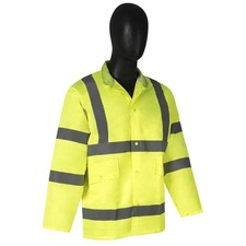 CLASS 3 HIGH VISIBILITY REFLECTIVE WATERPROOF HI VIS HOODED RAIN JACKET COAT LRG