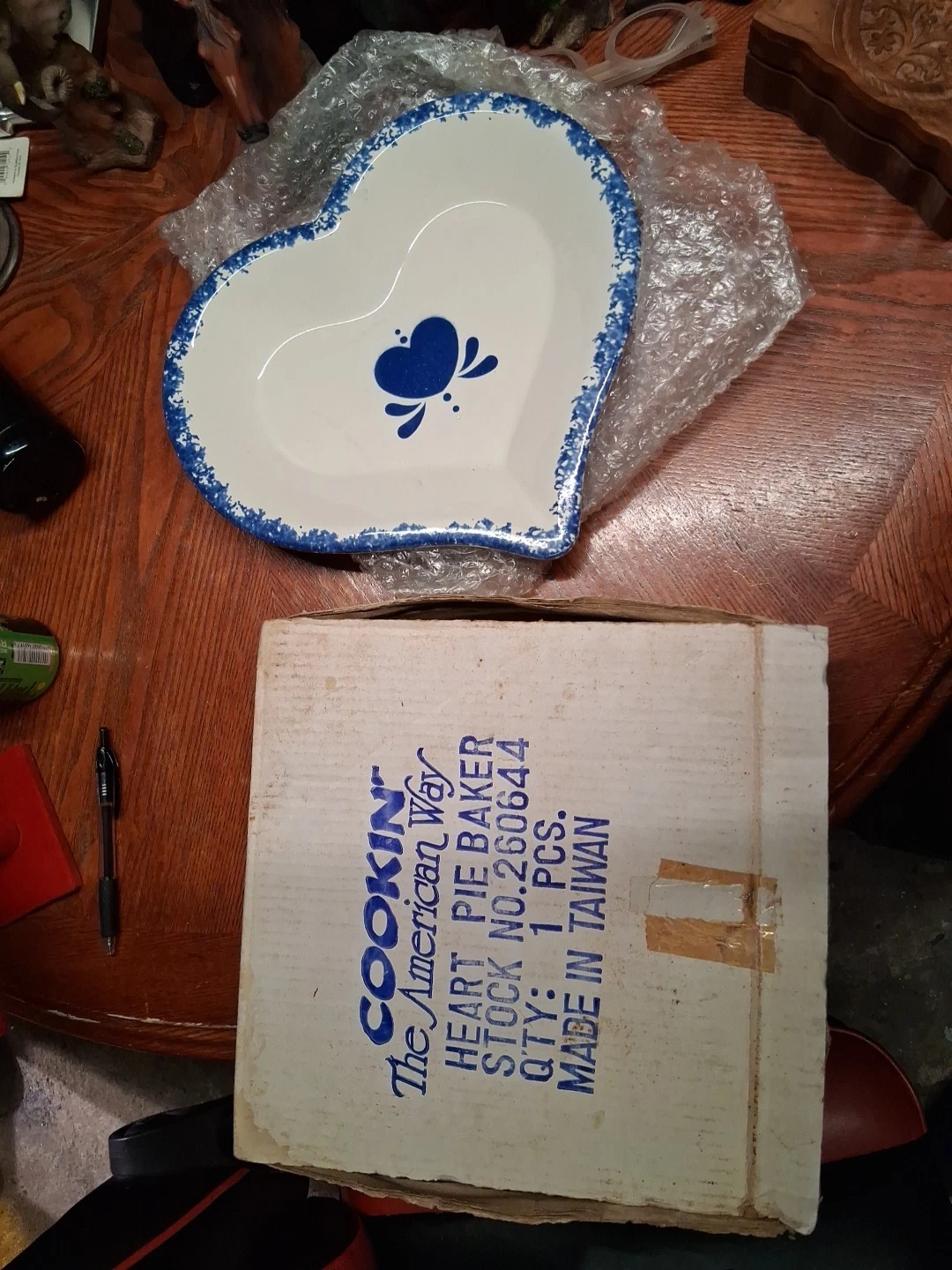 NEW Cookin’ The American Way Stoneware Heart Pie Baker Dish Baking Bakery Vtg