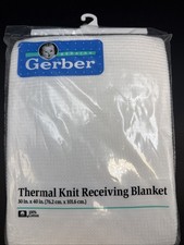 New Gerber Thermal Knit Receiving Blanket 100  Cotton 30x40  USA White