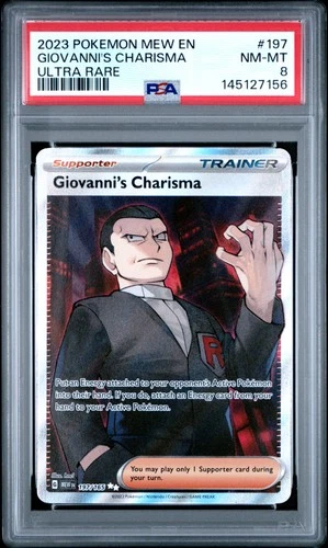 2023 POKEMON MEW EN-151 ULTRA RARE #197 GIOVANNI'S CHARISMA PSA 8
