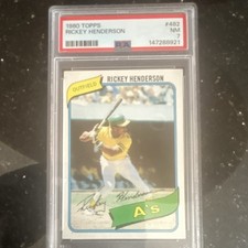 1980 Topps Rickey Henderson #482 Rookie PSA 7 Oakland Athletics Baseball Card