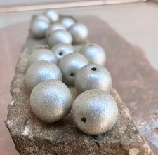 Satin Lunar Silver Czech Glass Beads 8mm Round 20 Pcs Druk