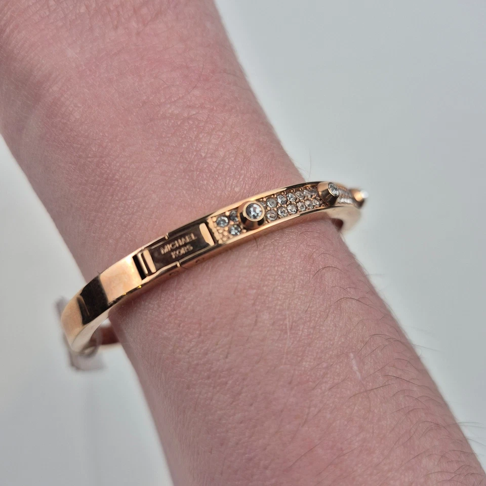 Brazalete Michael Kors Astor Oro Rosa Pavé Cristal Nuevo con Etiquetas Talla 6.5 MK Foto 4 de 4