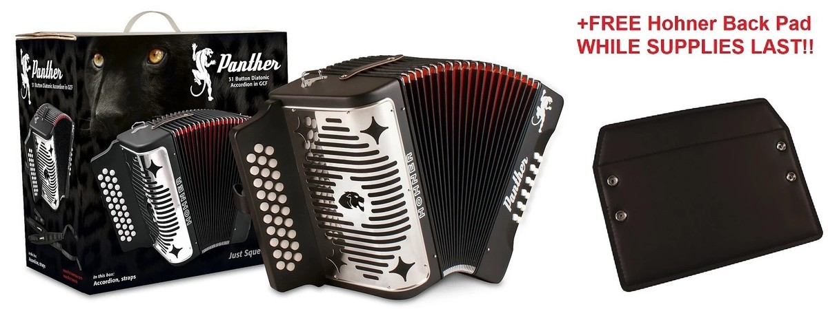 Hohner Panther GCF Acordeon Button SOL Accordion +T-Shirt +BackPad