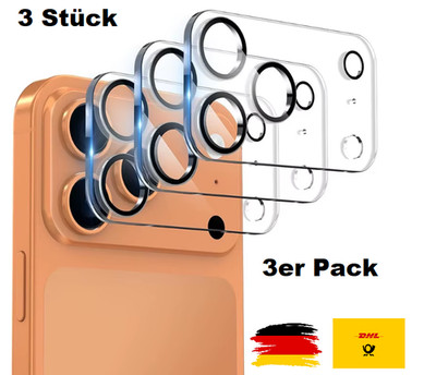 3x 3D Kamera Schutzglas transparent Panzerfolie für iPhone 17 / Pro / Max / Air