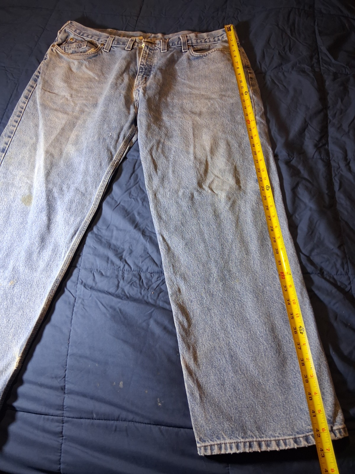 Carhartt Jeans Mens 44x30 Blue Relaxed Fit Rugged Flex Medium Wash Utility Denim thumbnail 2