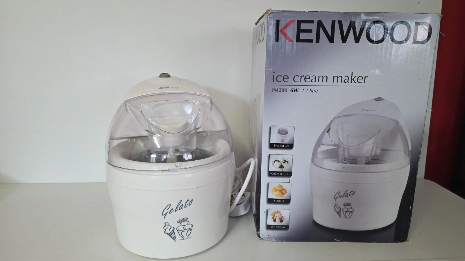 Boxed Kenwood IM200 Electric Ice Cream Maker White GELATO