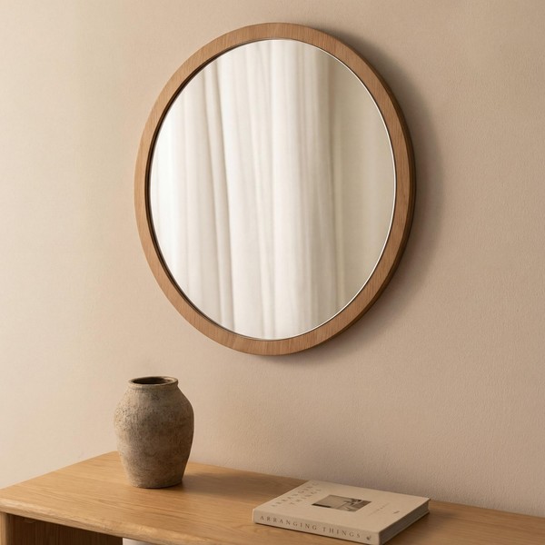 Mca Spiegel HWC-P55, Wandspiegel Garderobenspiegel, Massiv-Holz Glas 40Cm, Eiche-image