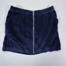 Gap Corduroy Mini Skirt Womens 16 Navy Blue Excellent Zip Front Cotton
