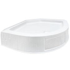 RecPro 34" x 34" Corner Shower Pan | 9.5" Skirt | ABS Plastic | Slip Resistant RecPro 34" x 34" Corner Shower Pan | 9.5" Skirt | ABS Plastic | Slip Resistant - Image 1