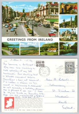 c43630 Multiview Dublin  Ireland John Hinde postcard 1969 stamp