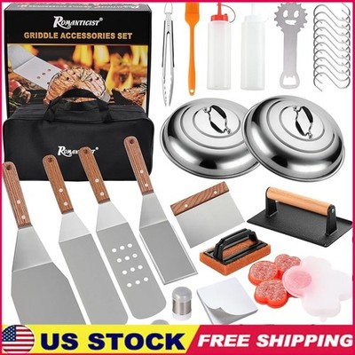 Premium Griddle Tool Set Stainless Steel Spatula Tongs Grill Cooking Accessories