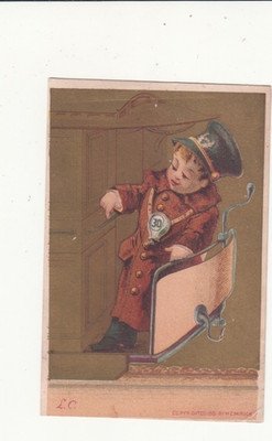 Boy Elevator Operator in Coat & Hat No Advertising Vict Card c1880s
