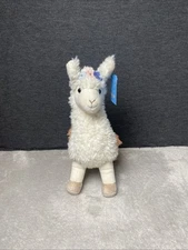 Pier 1 Bijou The Llama Plush White Alpaca 12" Flower Blanket Fringe Toy Lovey