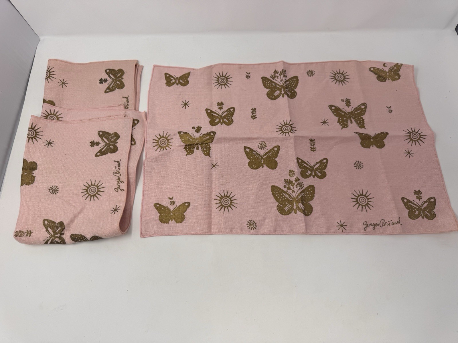 S Butterfly Sun Print Mid Century 18x12 Set Of 3 Pink