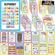 50 Vibrant Learning Posters for Toddlers 1-3, 11X17In Matte-Laminated Educationa